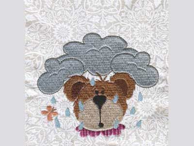 Rainy Day Bears Embroidery Machine Design