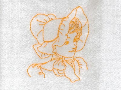 Realistic Redwork Sunbonnets Embroidery Machine Design