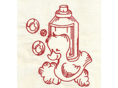 Redwork Baby Bathtime Embroidery Machine Design