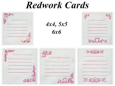 Redwork Cards Embroidery Machine Design