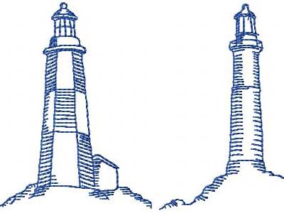 RW Light Houses Embroidery Machine Design