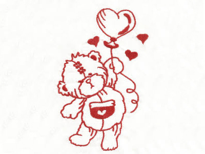 Redwork Love is in the Air Embroidery Machine Design