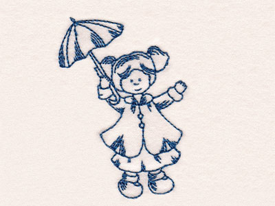 RW Rainy Day Country Girls Embroidery Machine Design