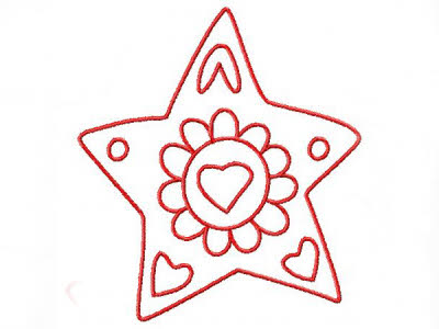 Redwork Stars Embroidery Machine Design