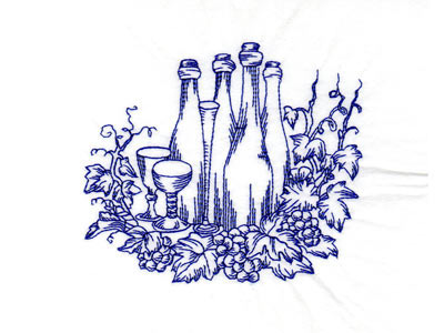 Red Work Wine Embroidery Machine Design