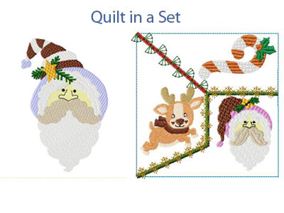 Santa Heads Embroidery Machine Design