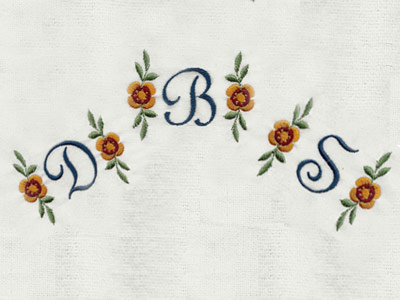 Script Flower Monogram Embroidery Machine Design