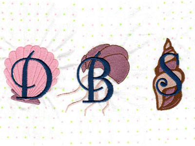 Seashore Monogram Alphabet Embroidery Machine Design
