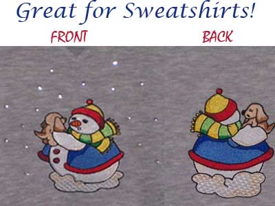 Snowmen Front and Back Embroidery Machine Design