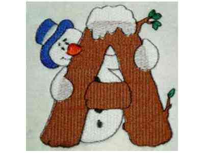 Snowman Alphabet Embroidery Machine Design