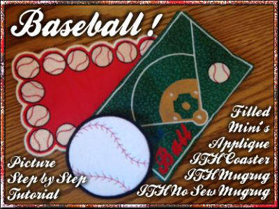 Sport Mug Rug Baseball Embroidery Machine Design