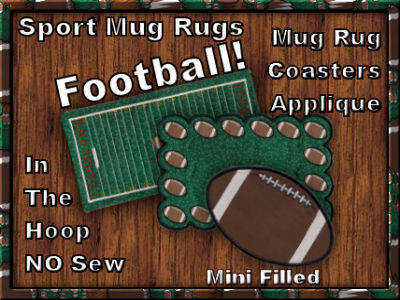 Sport Mug Rug Football Embroidery Machine Design