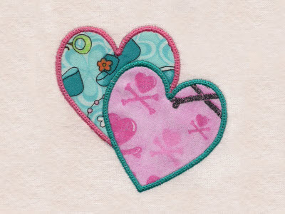 Spring Applique Hearts Embroidery Machine Design