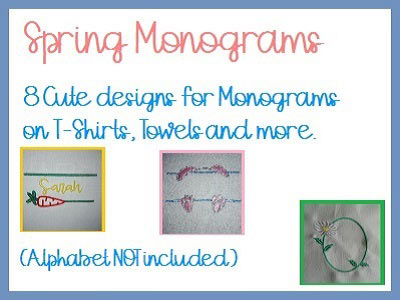 Springtime Monograms Embroidery Machine Design