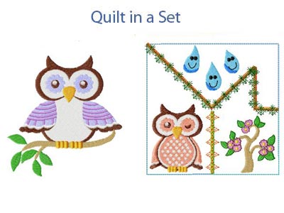 Spring Owls Embroidery Machine Design