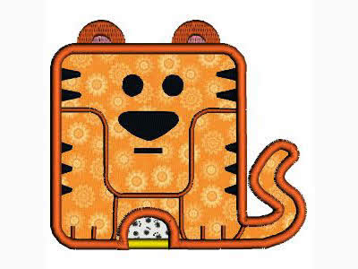 Applique Squared Animals Embroidery Machine Design