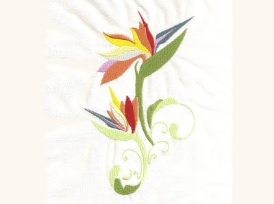 Stylized Birds of Paradise Embroidery Machine Design