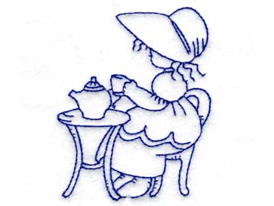 Sun Bonnets Tea Time Embroidery Machine Design