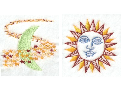 Sun Moon and Stars Embroidery Machine Design