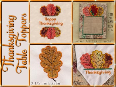 Thanksgiving Table Toppers Embroidery Machine Design