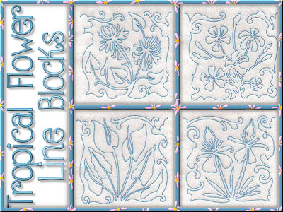 Tropical Flower Line Blocks