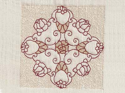 Trapunto Rose Blocks Embroidery Machine Design