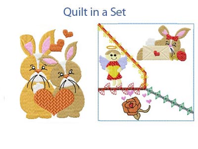 Valentine Bunnies Embroidery Machine Design