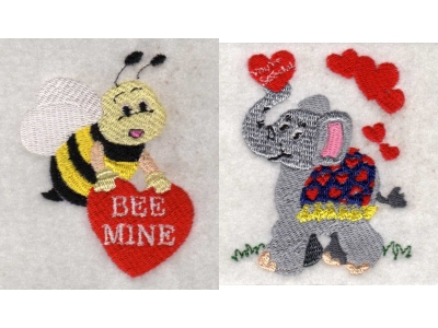 Valentine Critters Embroidery Machine Design