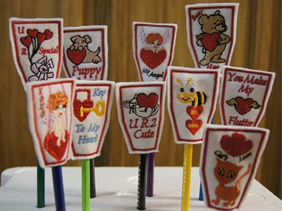 Valentine Pencil Toppers Embroidery Machine Design