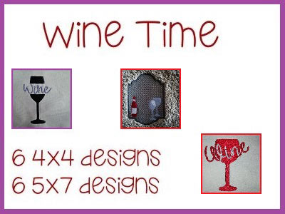 Wine Time Embroidery Machine Design