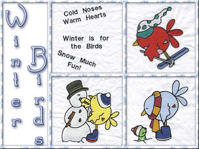 Winter Birds Embroidery Machine Design
