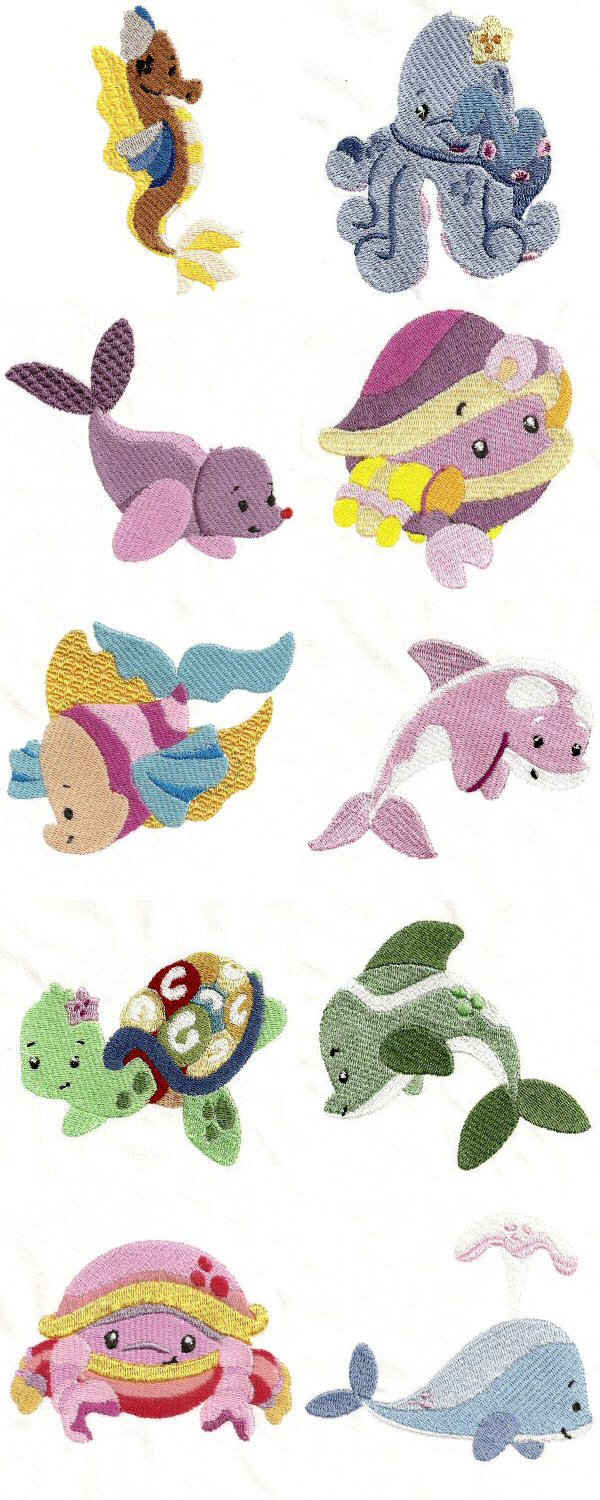 Jacobean Sea Friends 2 Embroidery Machine Design Details