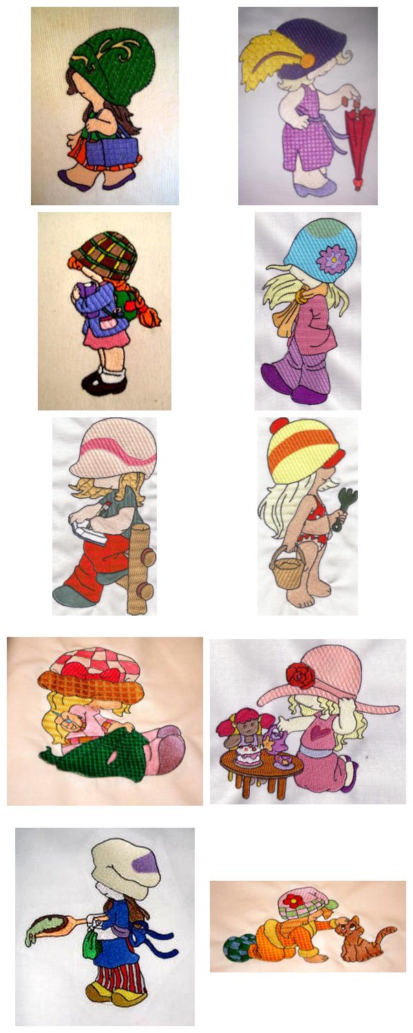 5x7 Sunbonnet Girls Embroidery Machine Design Details