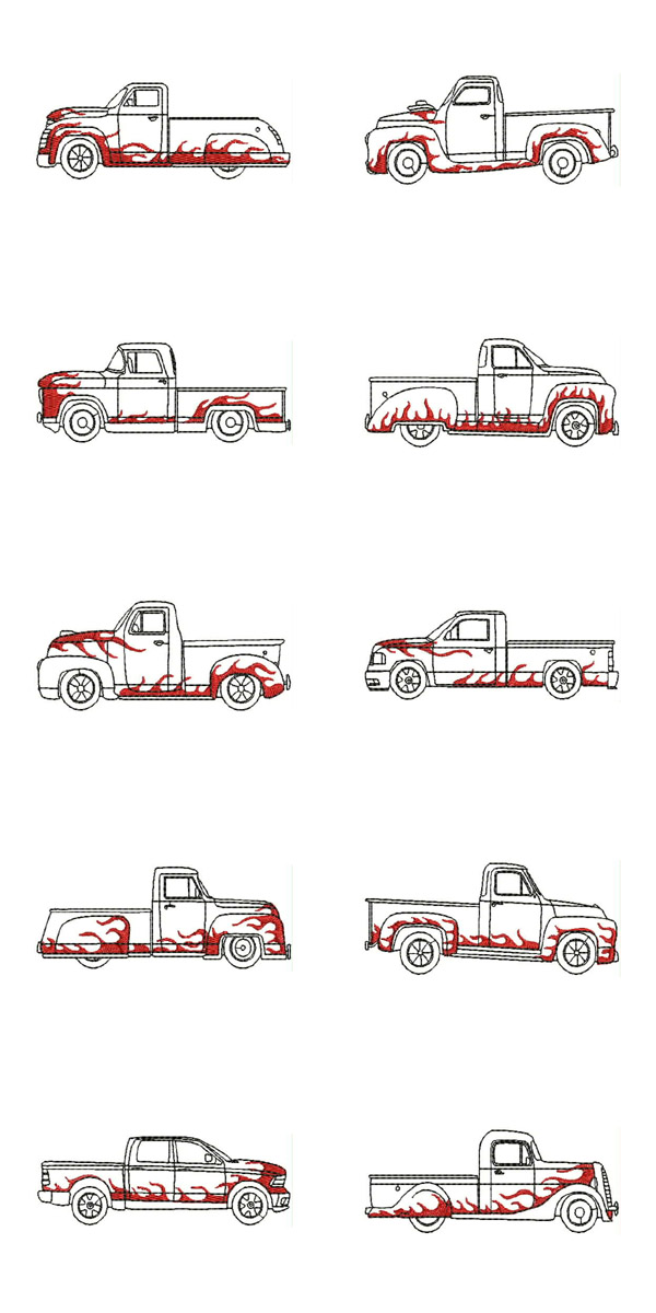 5x7 Flame Pickup Embroidery Machine Design Details