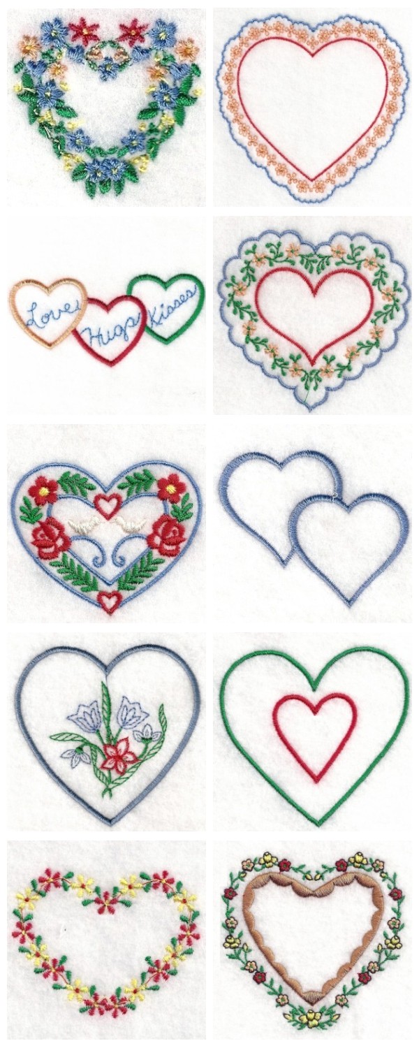 Hearts of Love 2 Embroidery Machine Design Details