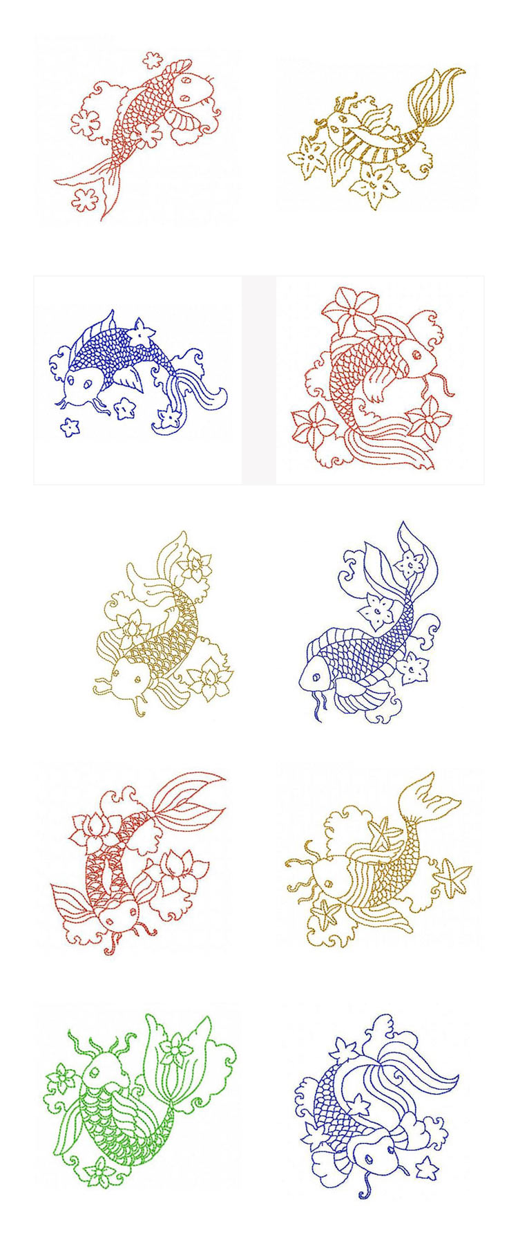 RW Koi Fish Embroidery Machine Design Details