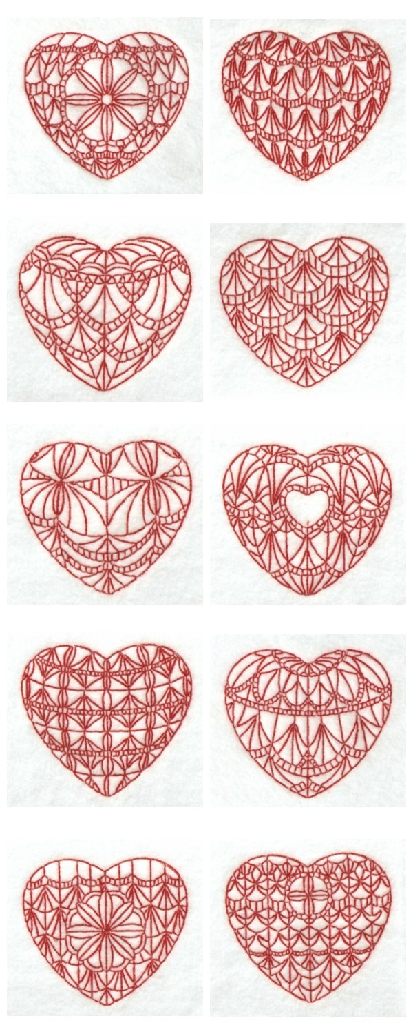 RW Valentine Hearts Embroidery Machine Design Details