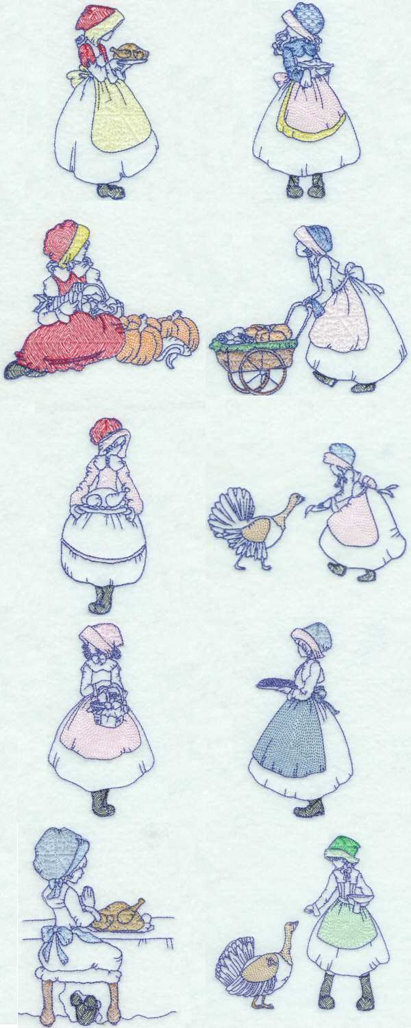 Thanksgiving Bonnets Embroidery Machine Design Details