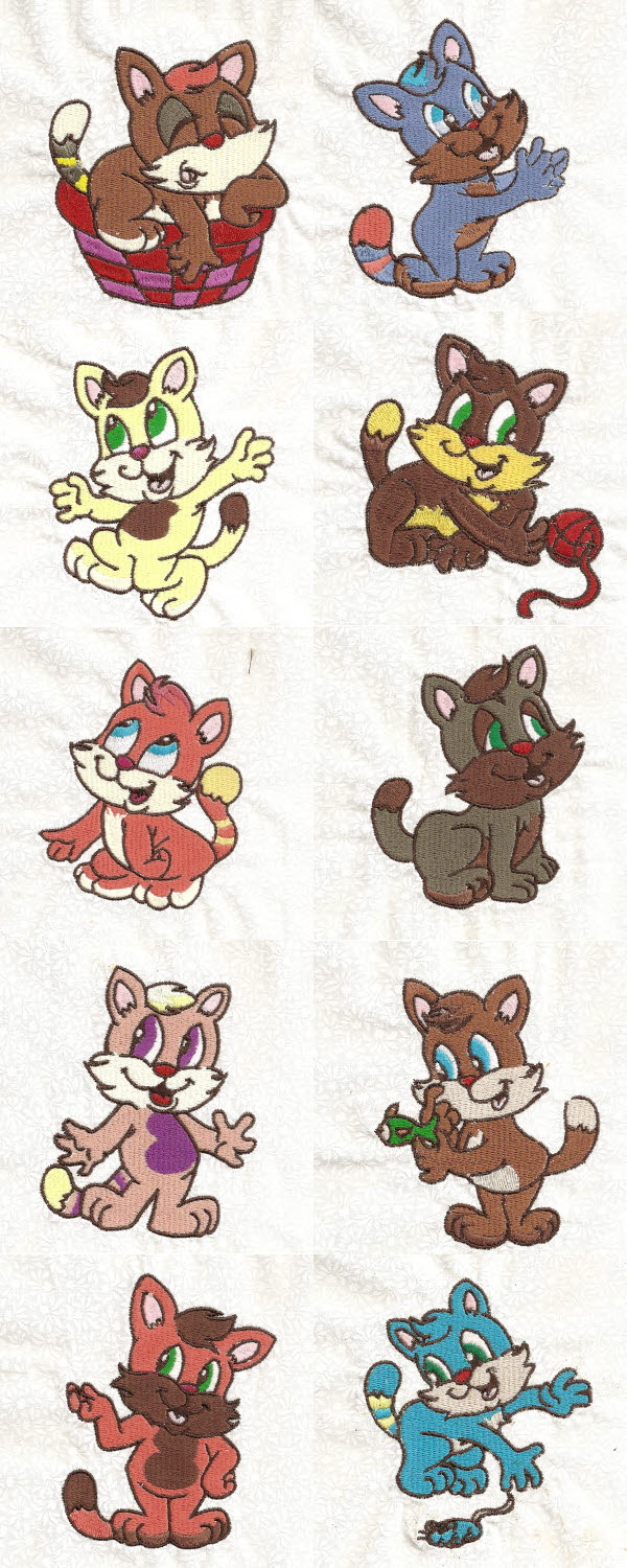 Adorable Cats Embroidery Machine Design Details