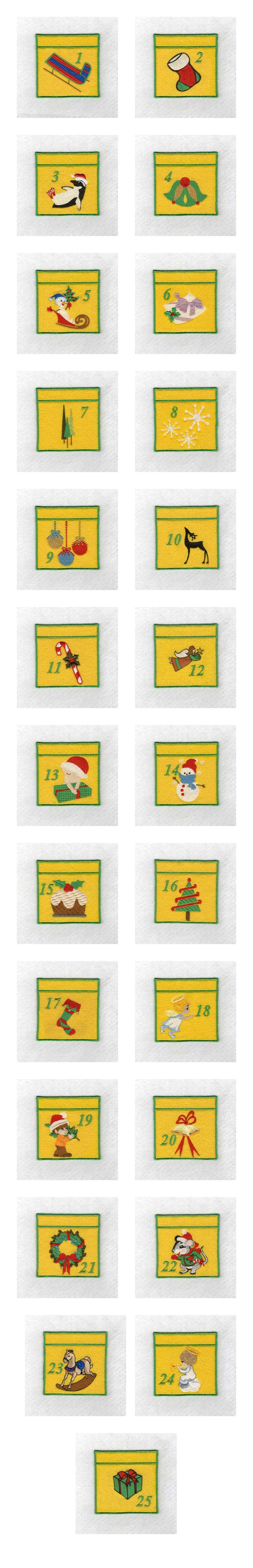 Advent Calendar Embroidery Machine Design Details