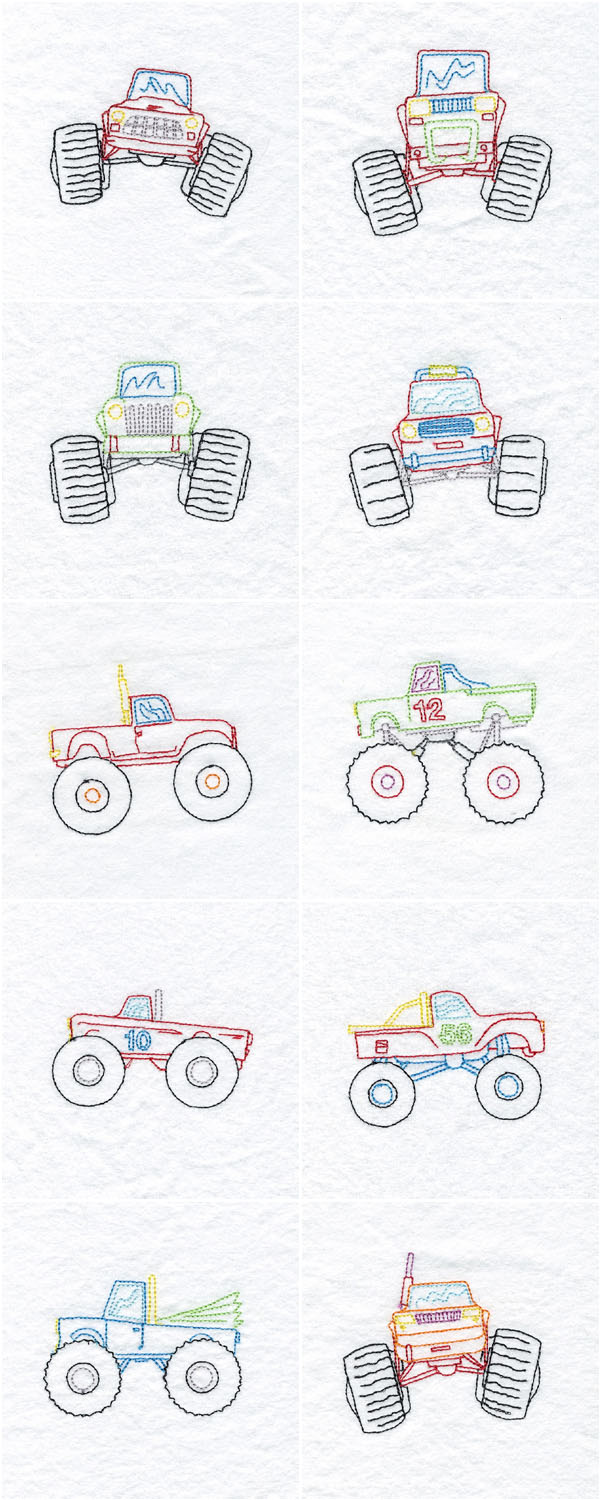 All Terrain Trucks Embroidery Machine Design Details