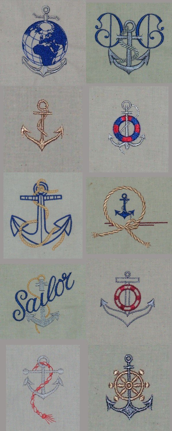 Anchors Away Embroidery Machine Design Details