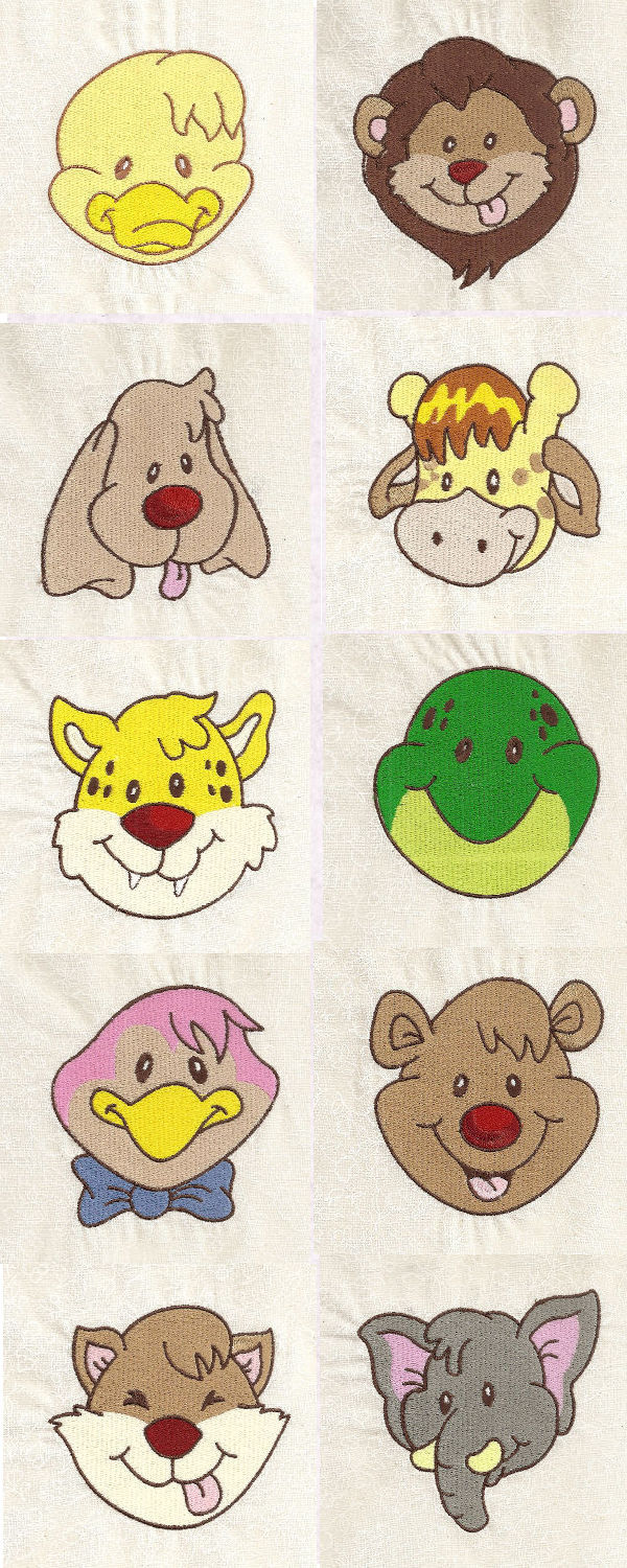 Animal Faces Embroidery Machine Design Details