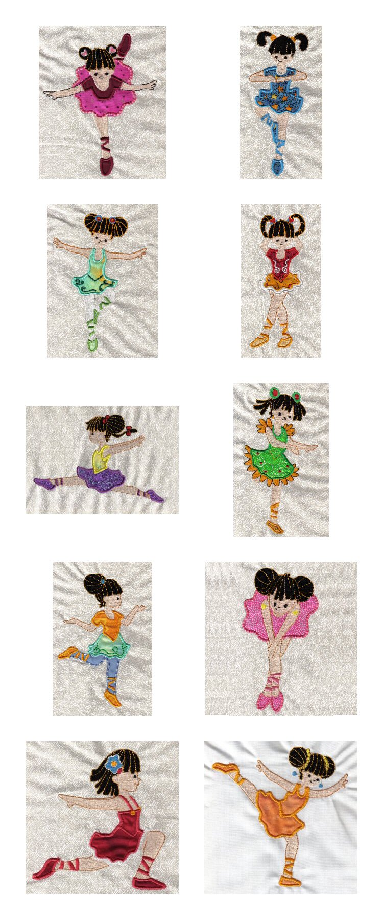 Applique Ballet Dancers Embroidery Machine Design Details