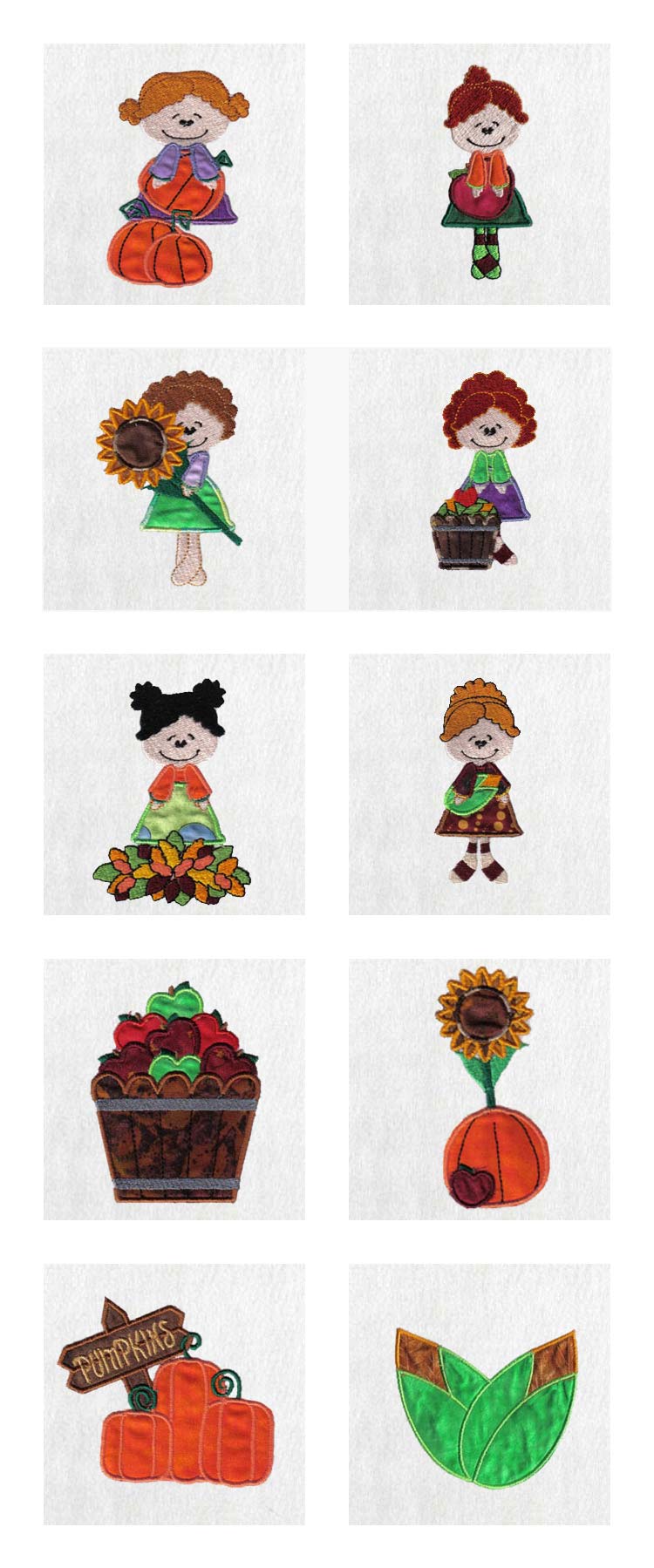 Applique Fall Fancies Embroidery Machine Design Details