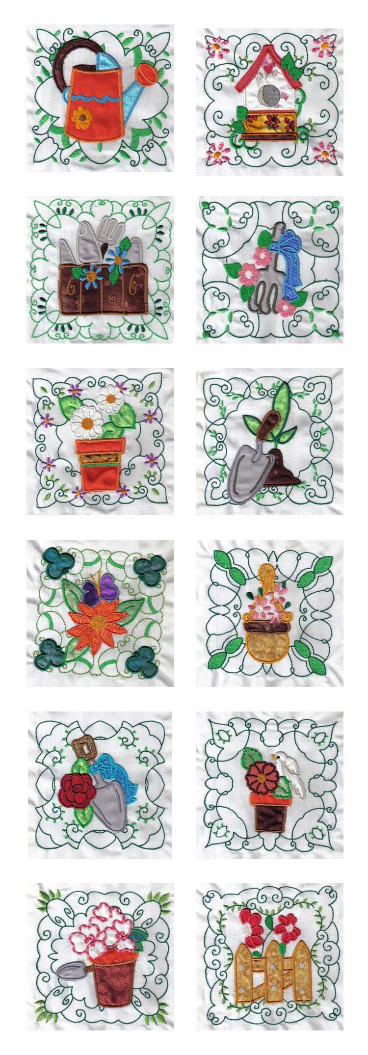Applique Garden Quilt Blocks Embroidery Machine Design Details