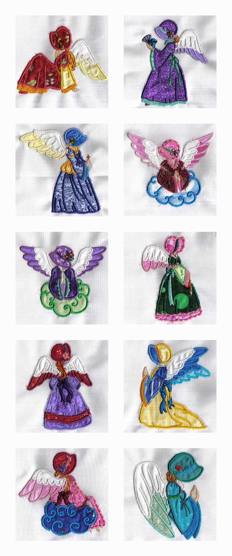 Elegant Appliqued Angel Bonnets Embroidery Machine Design Details