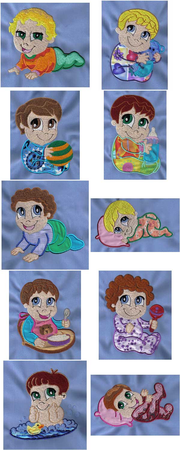 Applique Babies Embroidery Machine Design Details