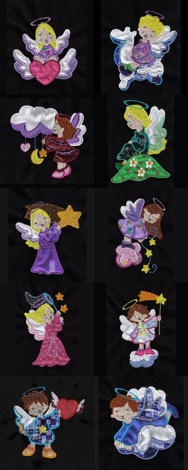 Applique Baby Angels Embroidery Machine Design Details