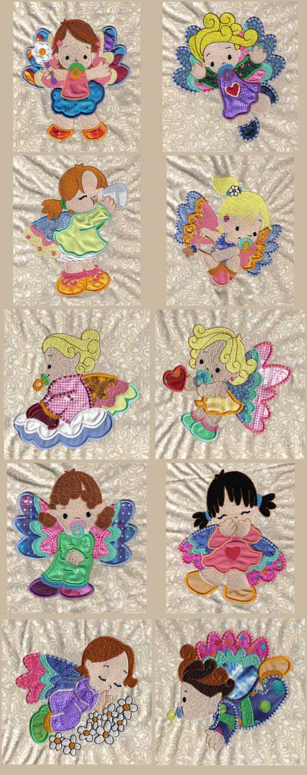 Applique Baby Angels 2 Embroidery Machine Design Details